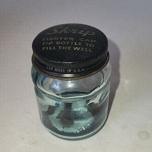 Vintage Skrip Glass Ink Bottle with Black Cap